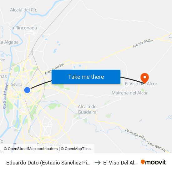 Eduardo Dato (Estadio Sánchez Pizjuán) to El Viso Del Alcor map