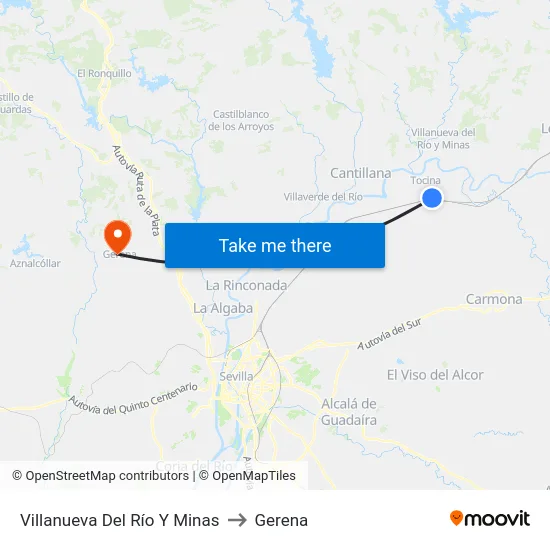 Villanueva Del Río Y Minas to Gerena map