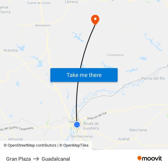 Gran Plaza to Guadalcanal map