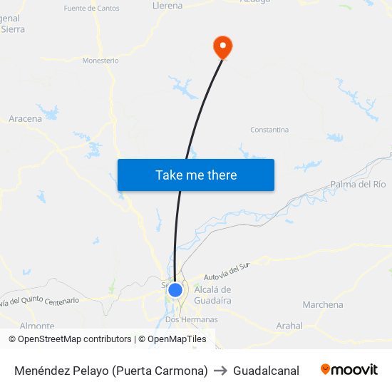 Menéndez Pelayo (Puerta Carmona) to Guadalcanal map