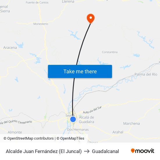 Alcalde Juan Fernández (El Juncal) to Guadalcanal map