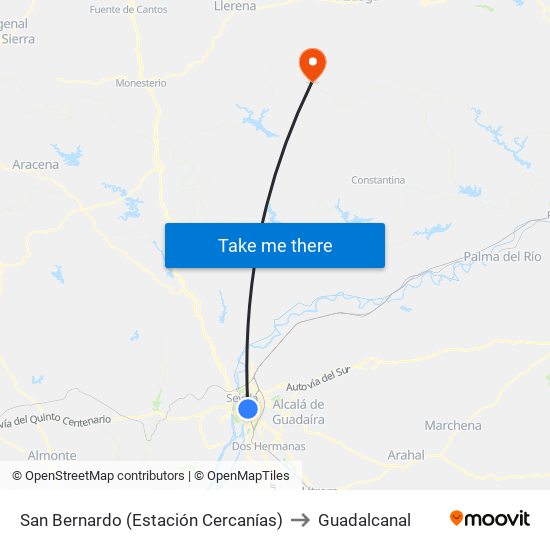 San Bernardo (Estación Cercanías) to Guadalcanal map