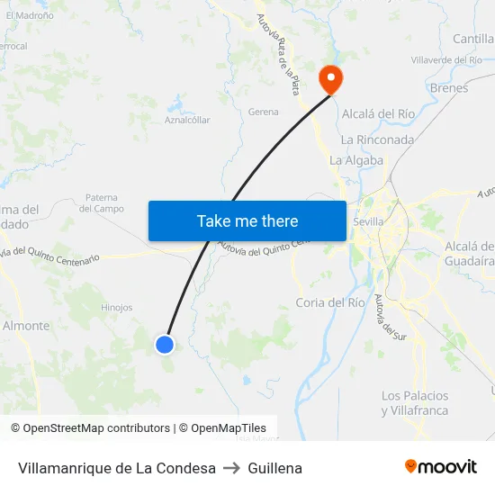 Villamanrique de La Condesa to Guillena map