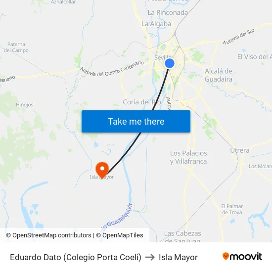 Eduardo Dato (Colegio Porta Coeli) to Isla Mayor map