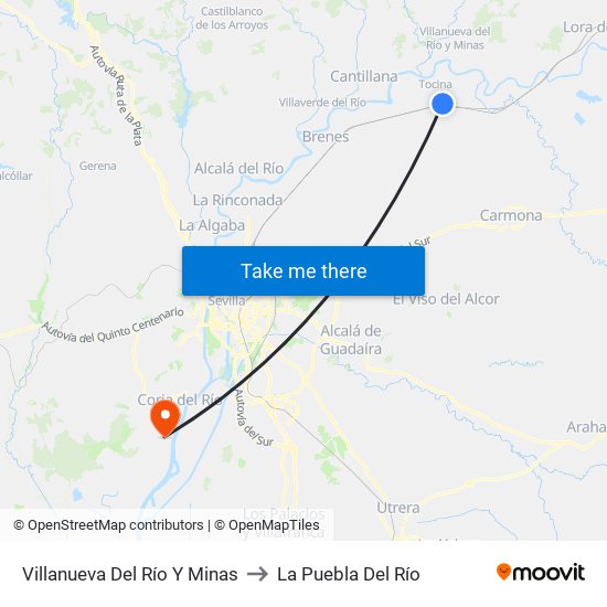 Villanueva Del Río Y Minas to La Puebla Del Río map