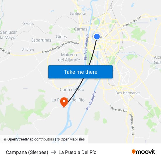Campana (Sierpes) to La Puebla Del Río map