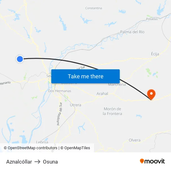 Aznalcóllar to Osuna map
