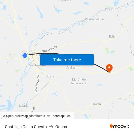 Castilleja De La Cuesta to Osuna map