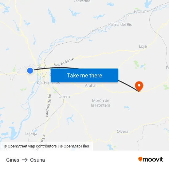 Gines to Osuna map
