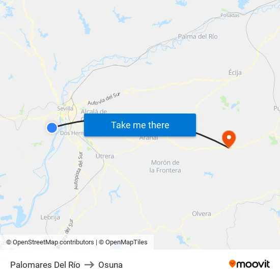 Palomares Del Río to Osuna map