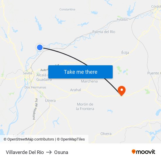 Villaverde Del Río to Osuna map