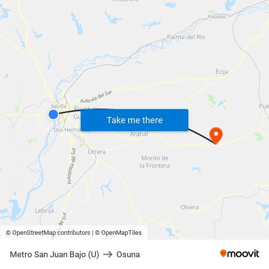 Metro San Juan Bajo (U) to Osuna map