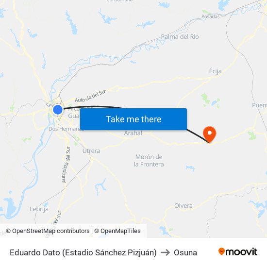 Eduardo Dato (Estadio Sánchez Pizjuán) to Osuna map