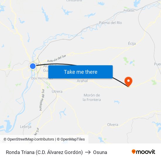 Ronda Triana (C.D. Álvarez Gordón) to Osuna map