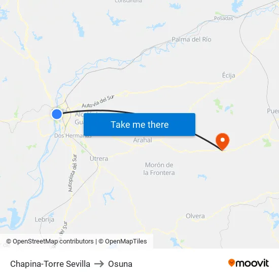 Chapina-Torre Sevilla to Osuna map