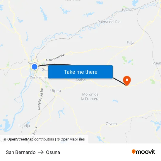San Bernardo to Osuna map