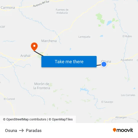 Osuna to Paradas map