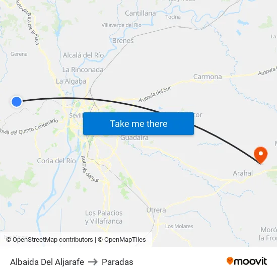 Albaida Del Aljarafe to Paradas map