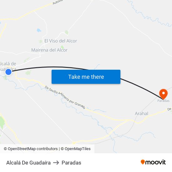 Alcalá De Guadaíra to Paradas map