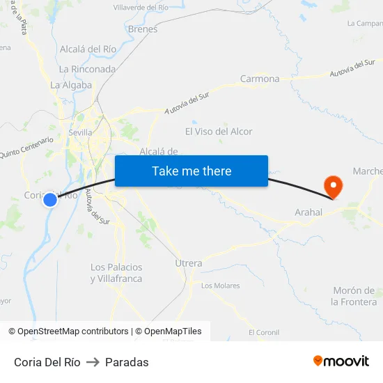Coria Del Río to Paradas map