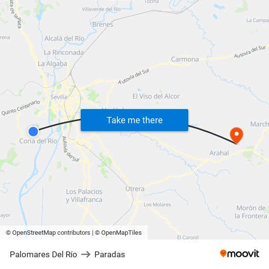 Palomares Del Río to Paradas map