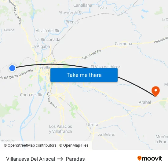 Villanueva Del Ariscal to Paradas map