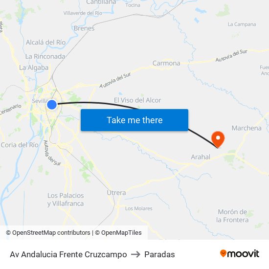 Av Andalucia Frente Cruzcampo to Paradas map