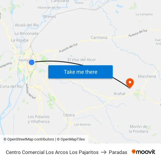 Centro Comercial Los Arcos Los Pajaritos to Paradas map