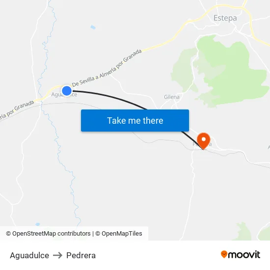 Aguadulce to Pedrera map