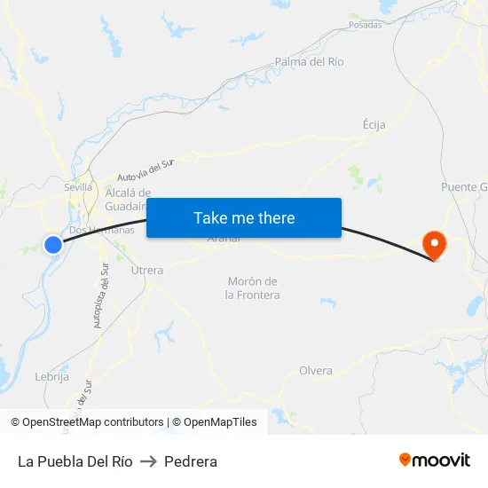 La Puebla Del Río to Pedrera map