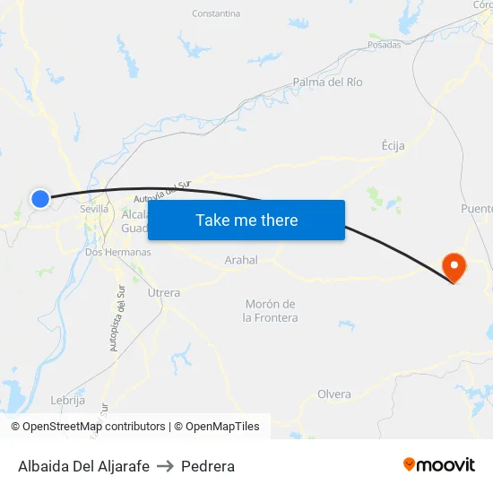 Albaida Del Aljarafe to Pedrera map