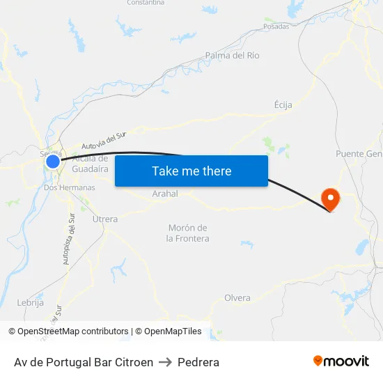 Av de Portugal Bar Citroen to Pedrera map