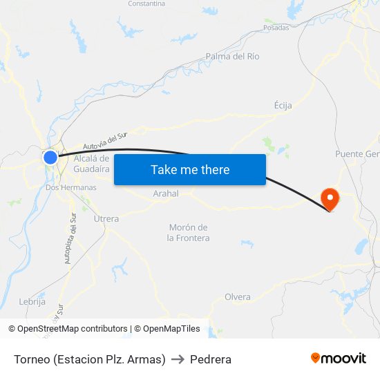 Torneo (Estacion Plz. Armas) to Pedrera map