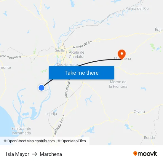 Isla Mayor to Marchena map
