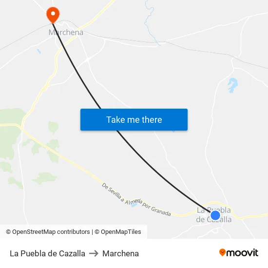 La Puebla de Cazalla to Marchena map