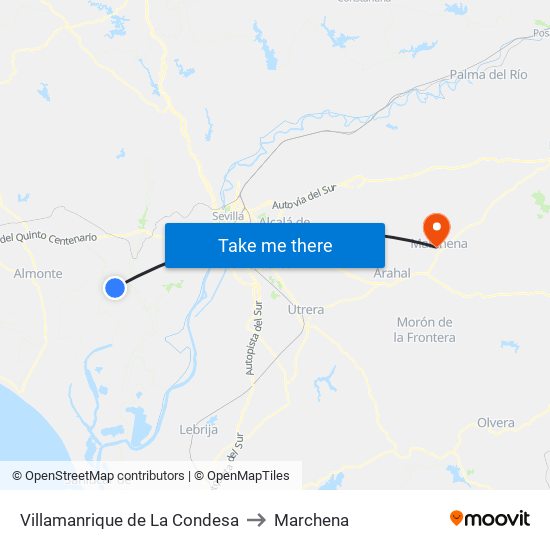 Villamanrique de La Condesa to Marchena map