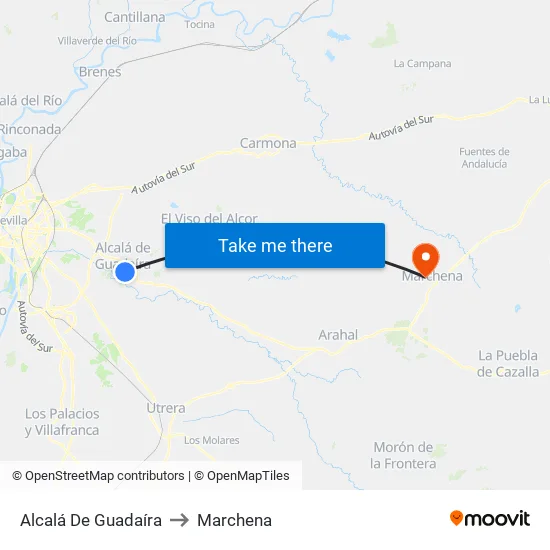 Alcalá De Guadaíra to Marchena map