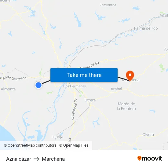 Aznalcázar to Marchena map