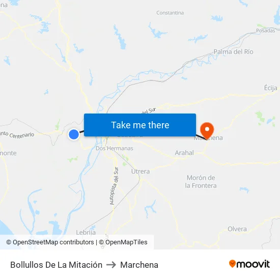 Bollullos De La Mitación to Marchena map