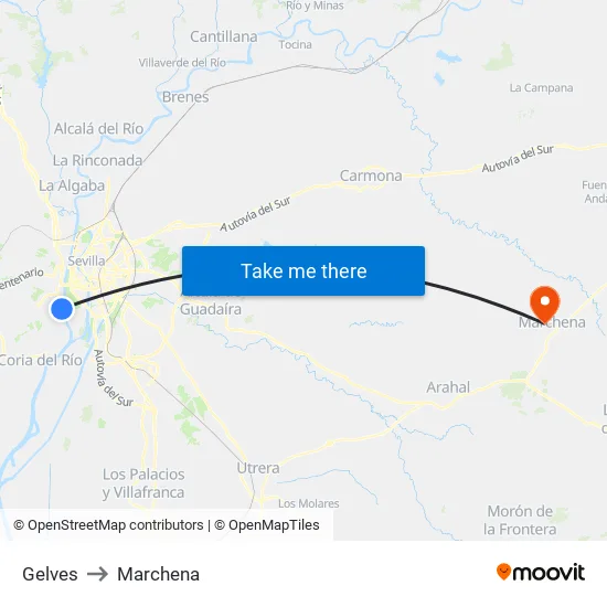 Gelves to Marchena map