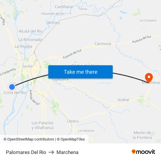 Palomares Del Río to Marchena map