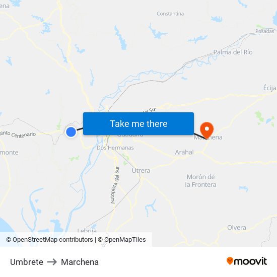 Umbrete to Marchena map