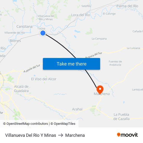 Villanueva Del Río Y Minas to Marchena map