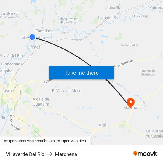 Villaverde Del Río to Marchena map