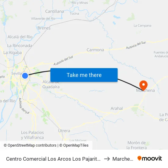 Centro Comercial Los Arcos Los Pajaritos to Marchena map