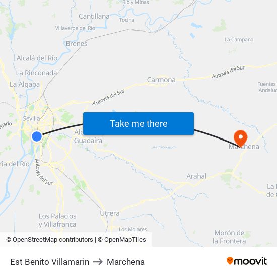 Est Benito Villamarin to Marchena map
