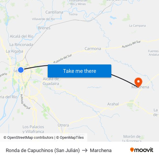 Ronda de Capuchinos (San Julián) to Marchena map