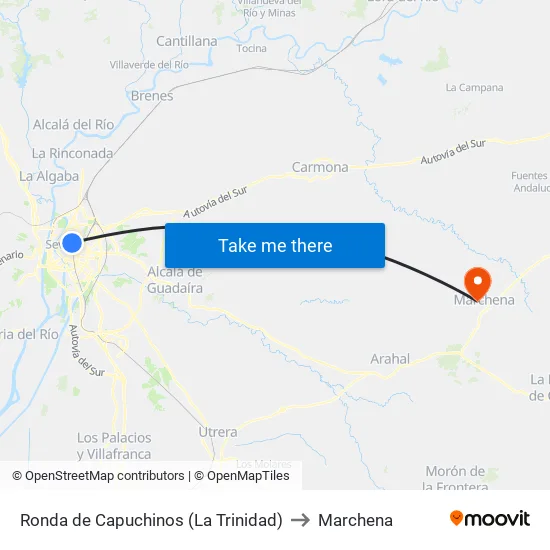 Ronda de Capuchinos (La Trinidad) to Marchena map