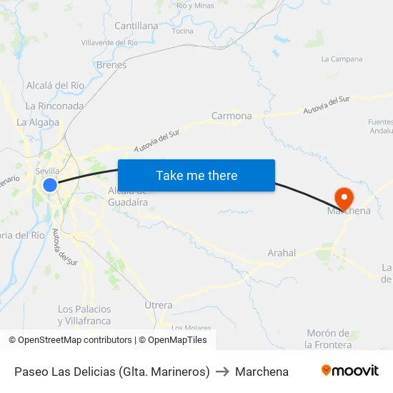 Paseo Las Delicias (Glta. Marineros) to Marchena map