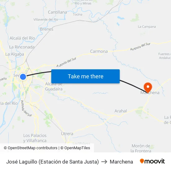 José Laguillo (Estación de Santa Justa) to Marchena map